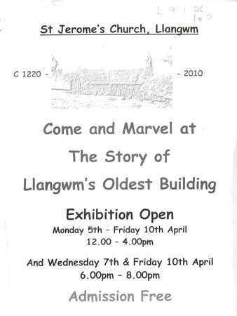 File of Flyers advertising St Jerome's Church, Llangwm, History Exhibition